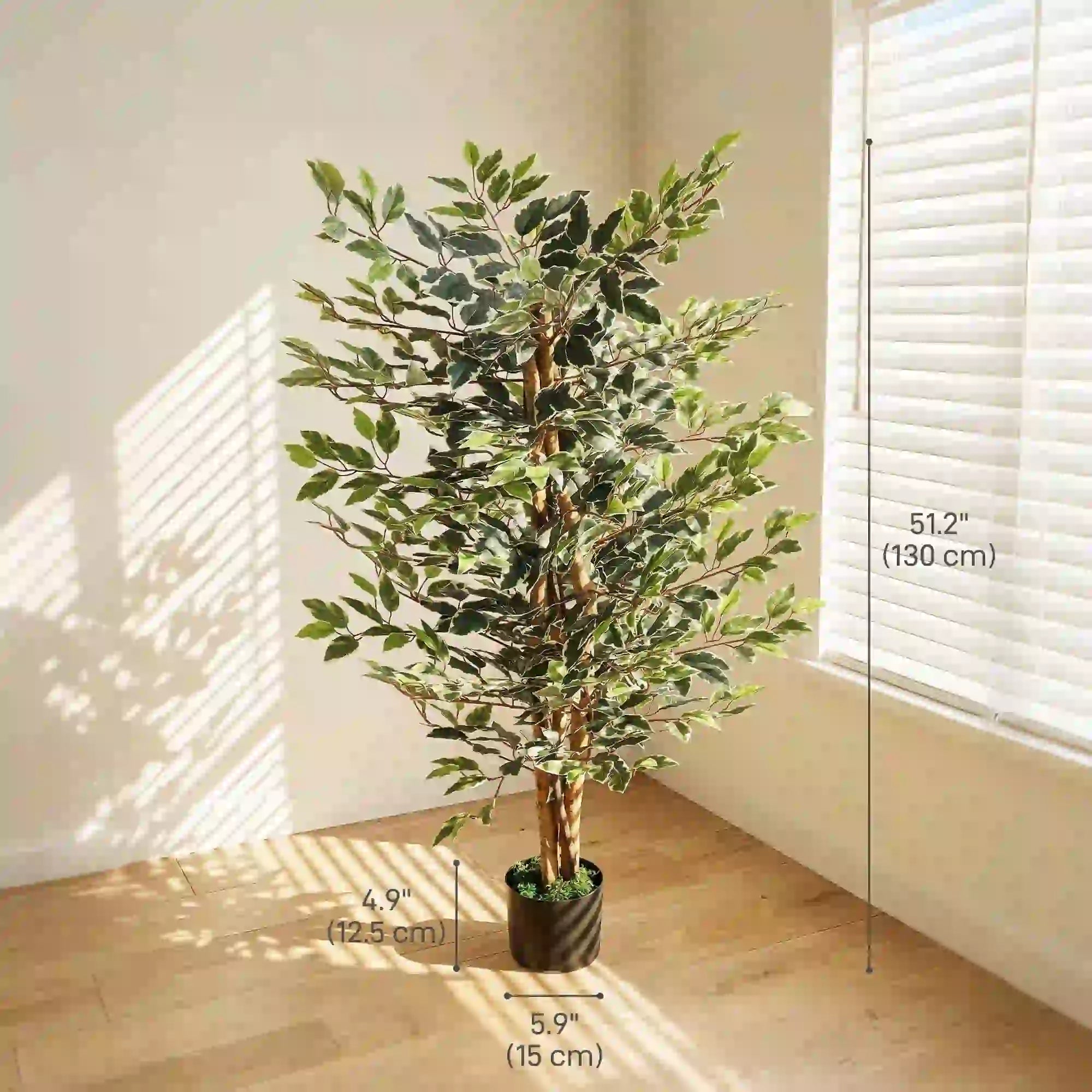 Artificial Ficus Tree With Leaves, Faux Plant In Nursery Pot Artificial Trees at Gallery Canada