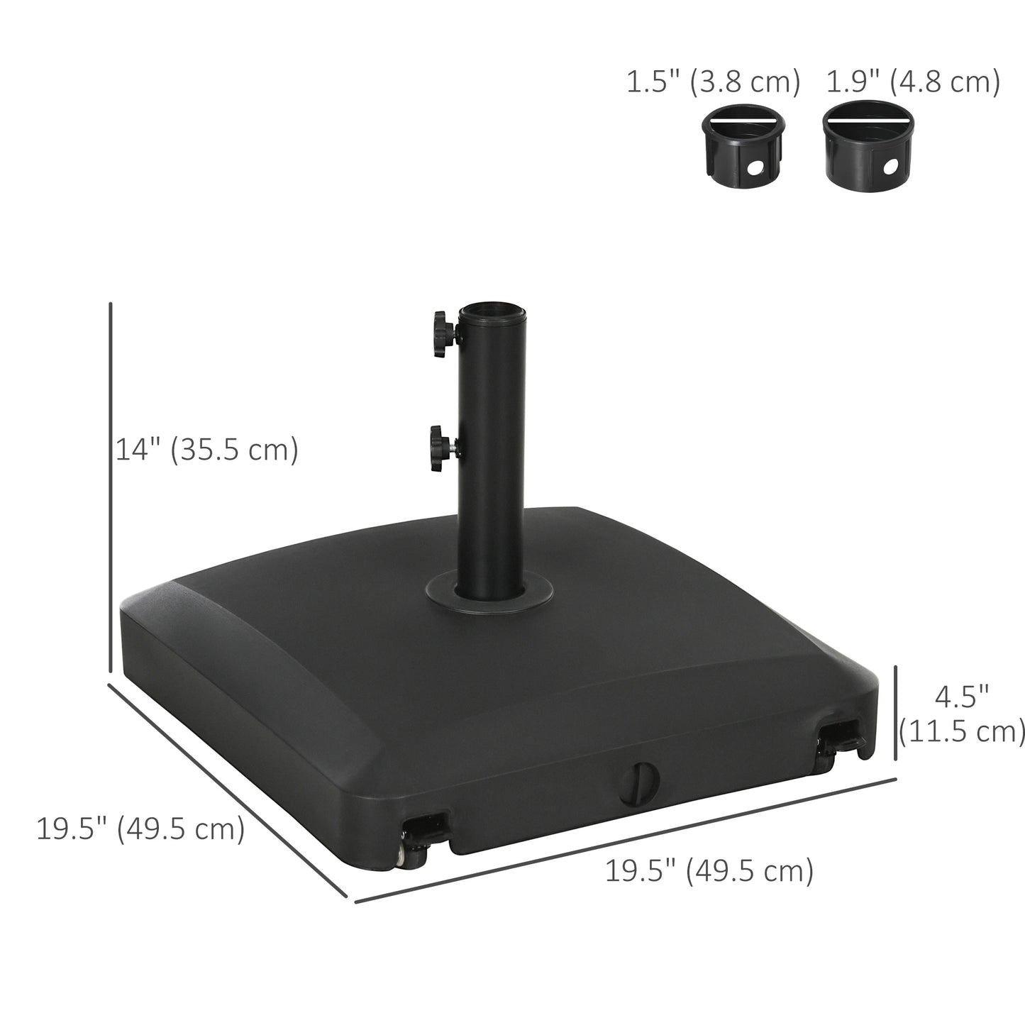 66 lb Heavy Duty Patio Umbrella Stand, Outdoor Garden Base, Black Umbrella Bases at Gallery Canada