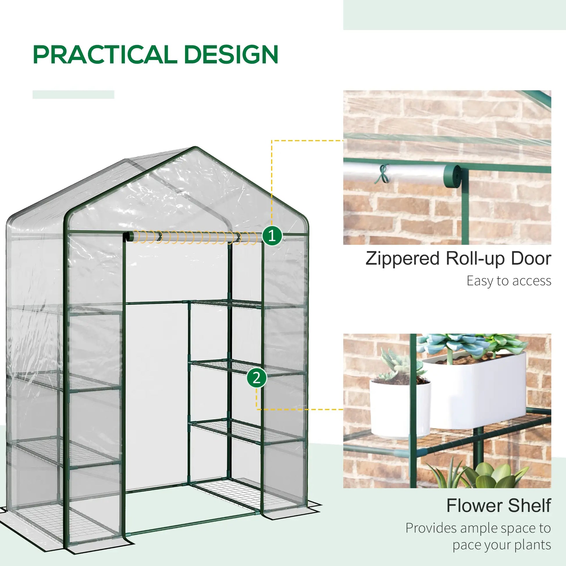 56” x 29” x 77” Walk-In Greenhouse, 4 Tier Shelves, Roll Up Door, Transparent Walk In Greenhouses at Gallery Canada