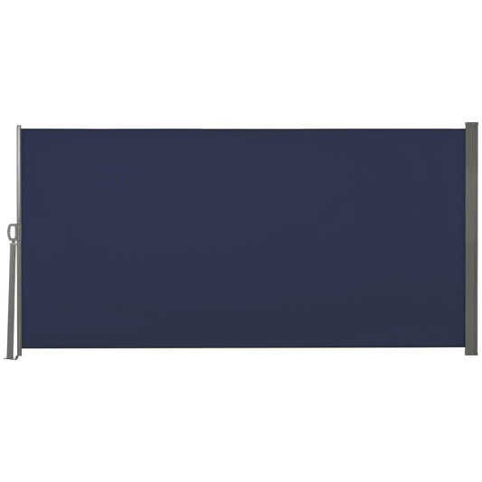 118" x 63" Outdoor Folding Privacy Screen, UV Wind Resistant, Dark Blue Side Awnings Grey Frame, Dark Blue Fabric at Gallery Canada