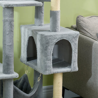 70" Tall Cat Tree, Multi-Level Tower with Hammock, Bed, Condo, Sisal Scratching Posts, Bluish Grey Cat Towers at Gallery Canada