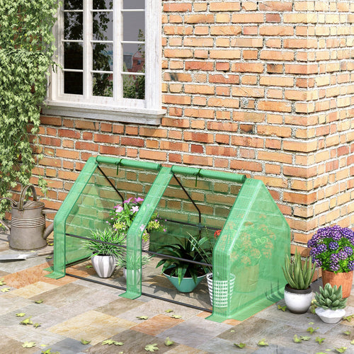 6' x 3' x 3' Portable Tunnel Greenhouse Outdoor Garden Mini with Large Zipper Doors &; Water/UV PE Cover Green