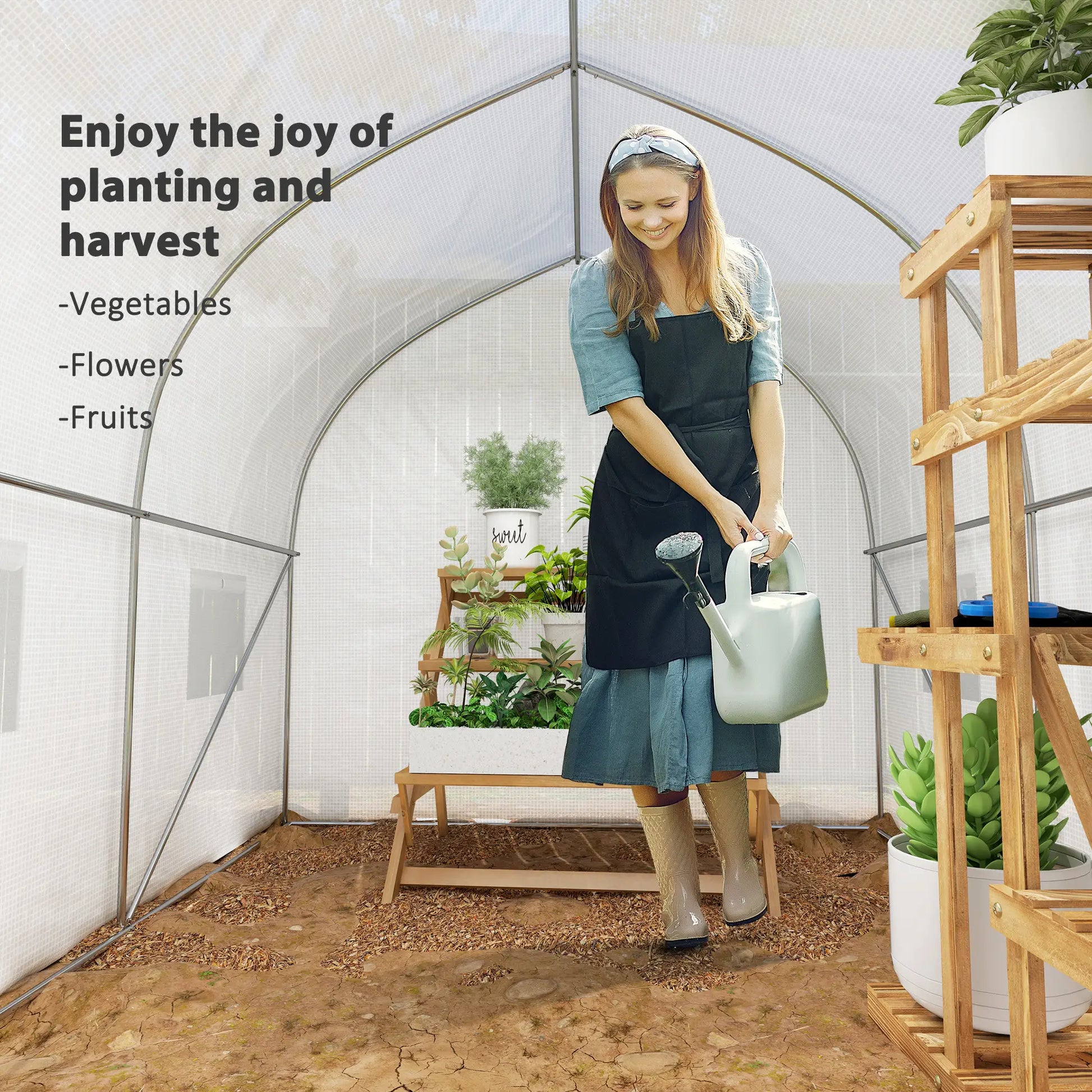 11.5' x 6.6' x 6.6' Portable Walk-In Greenhouse, White Tunnel Greenhouses at Gallery Canada