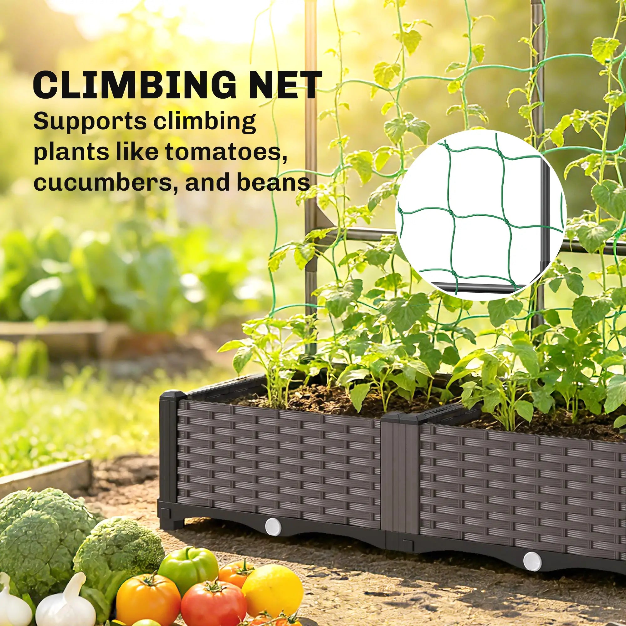 Plastic Planter Box With Trellis, Self-Watering Raised Garden Bed Raised Garden Beds at Gallery Canada