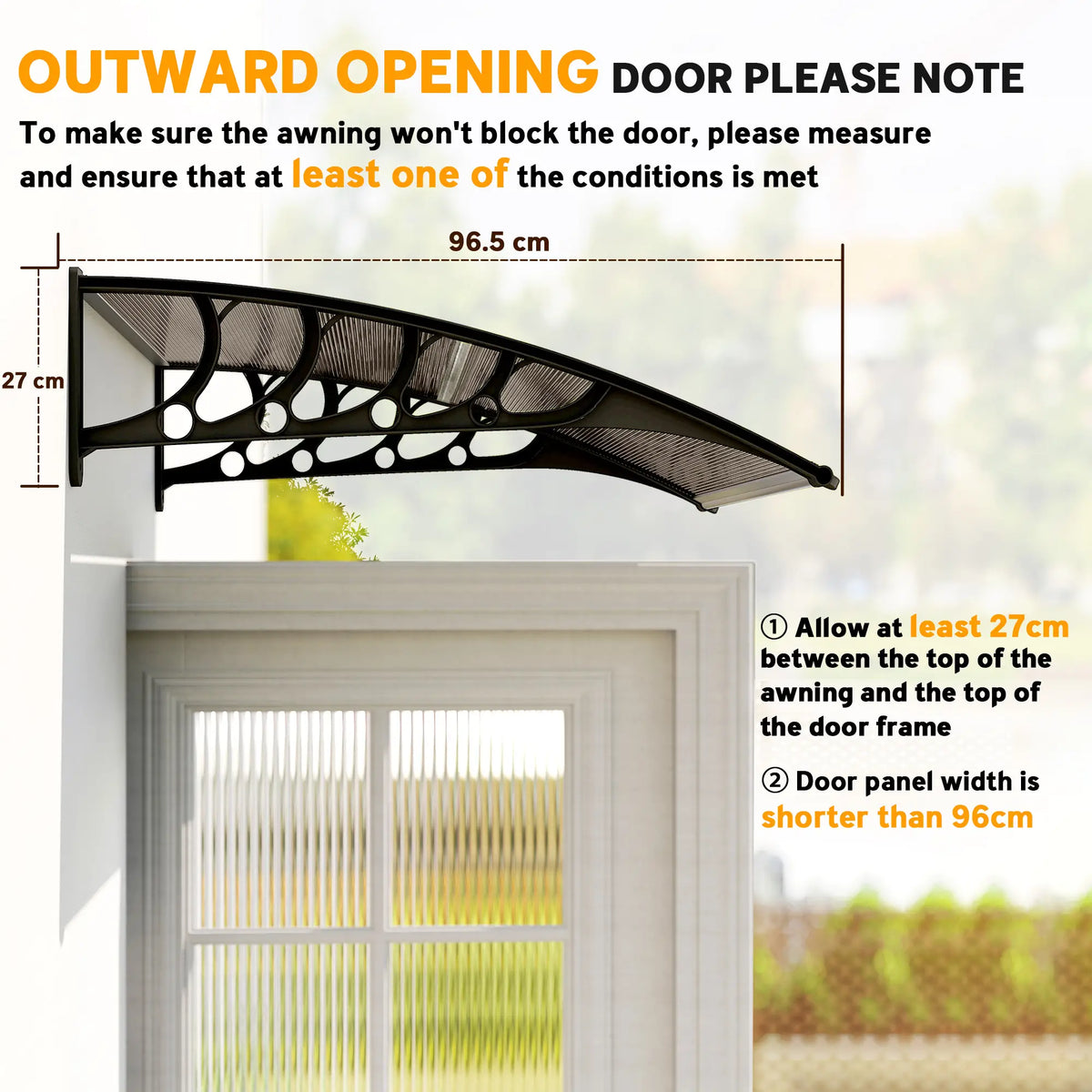 40.6" x 38" Polycarbonate Awning Door Canopy, UV Protection, Brown Door Awnings at Gallery Canada