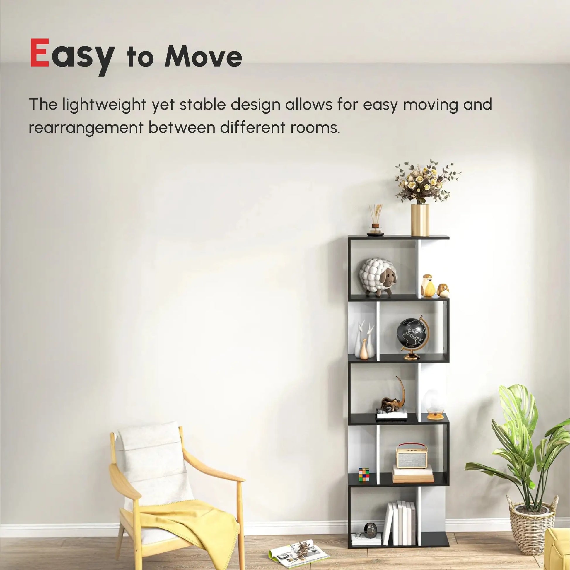 Modern Bookcase 5-Tier Display Shelf, Room Divider, Black Display Bookshelves at Gallery Canada