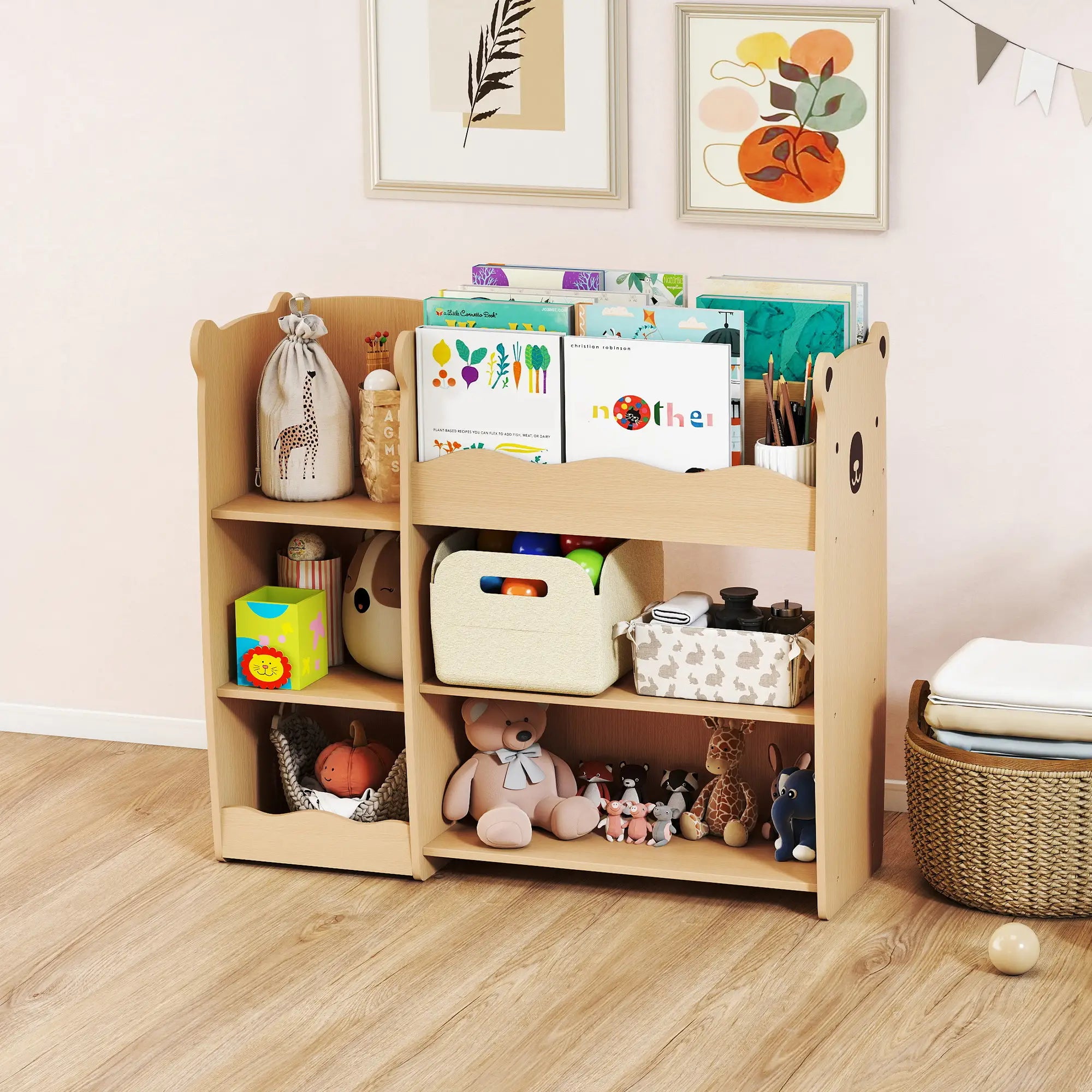 Kids Bookshelf Toy Storage Organizer, 3 Tier Montessori, Natural Bookshelves & Bookcases at Gallery Canada