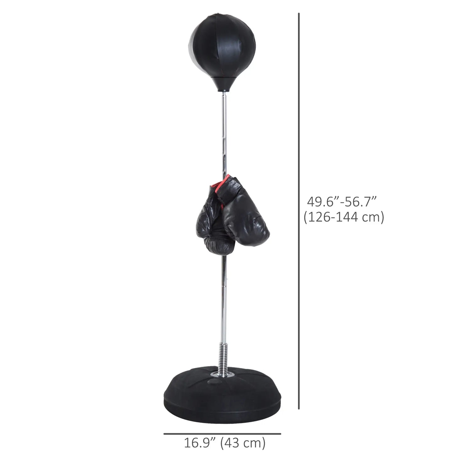 Freestanding Boxing Bag, Adjustable 49.6-56.7in, Black