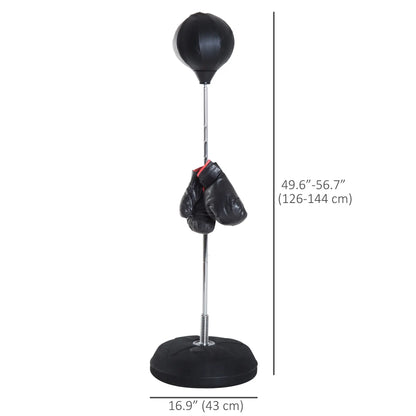 Freestanding Boxing Bag, Adjustable 49.6-56.7in, Black