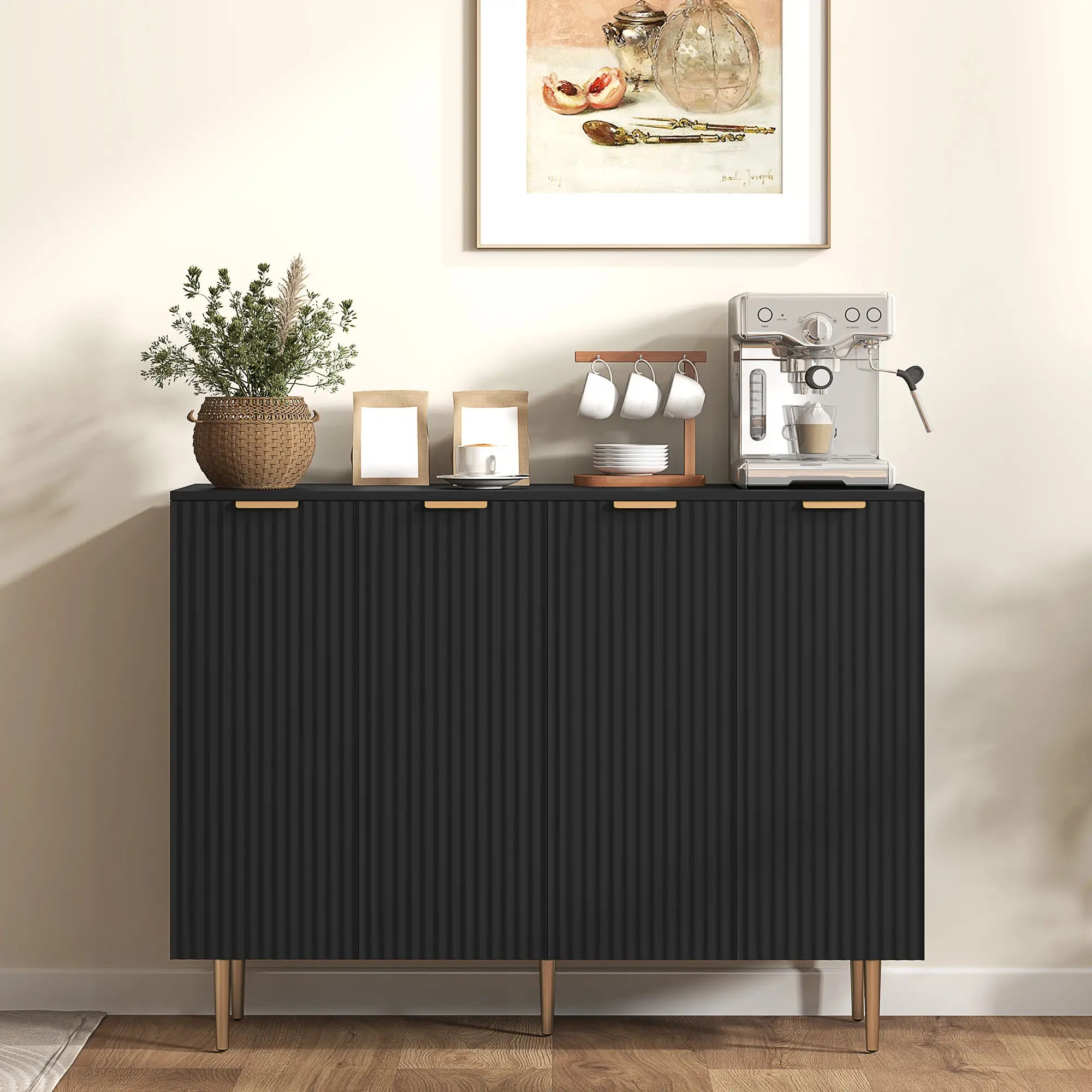 Modern Kitchen Cabinet, Sideboard with Adjustable Shelves, Black Bar Cabinets at Gallery Canada