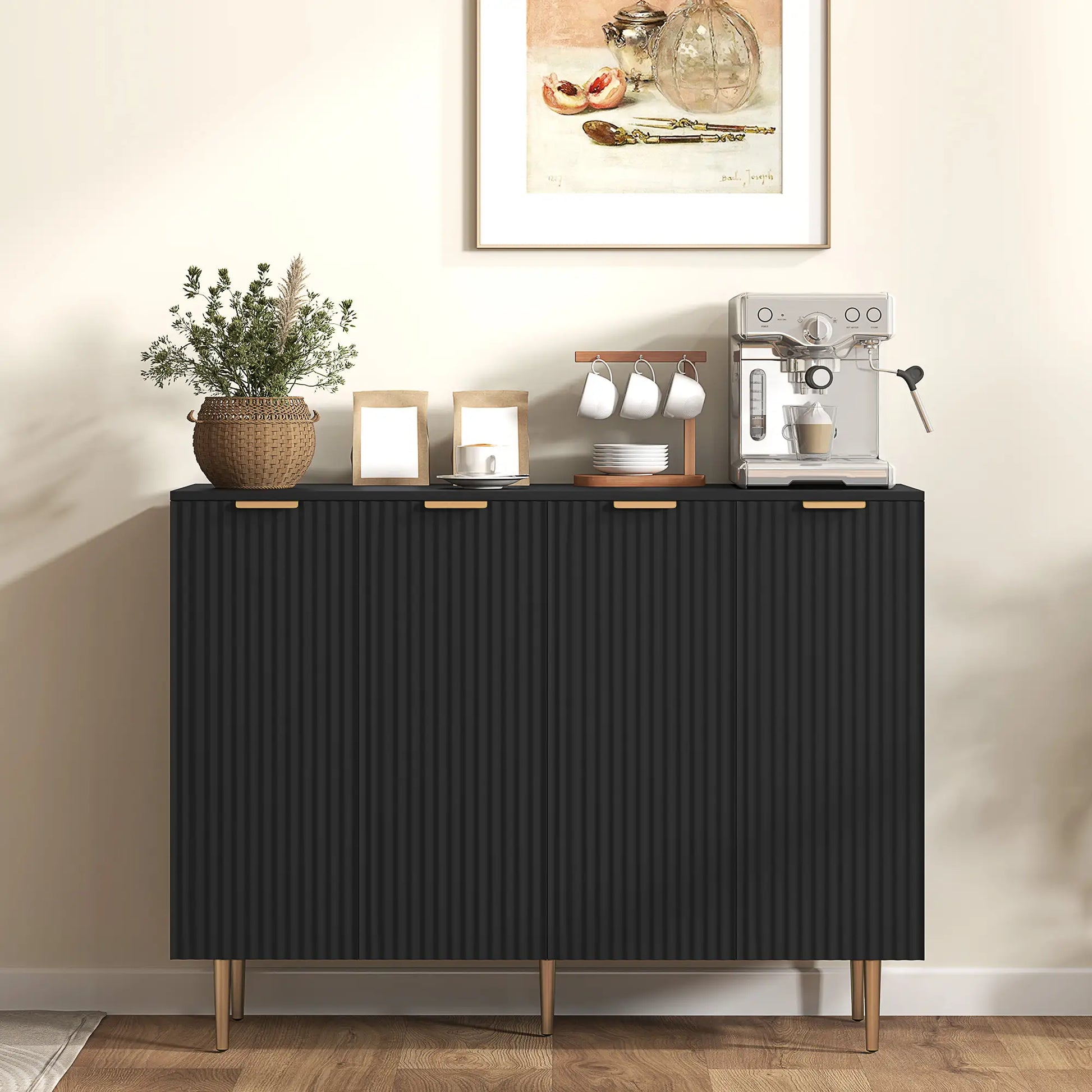 Modern Kitchen Cabinet, Sideboard with Adjustable Shelves, Black Bar Cabinets at Gallery Canada