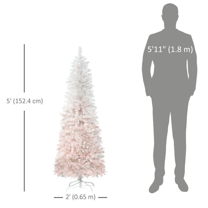 5ft Artificial Christmas Tree, Pine Realistic Branches, Auto Open, Pink White Pencil Christmas Trees at Gallery Canada