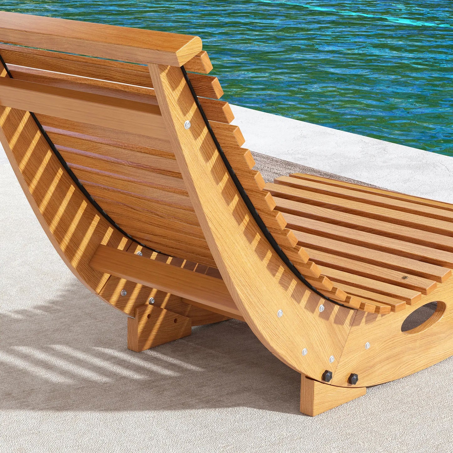 Outdoor Rocking Chair, Wooden Slatted Seat, 51.2" x 23.6" x 23.6", Teak Outdoor Rocking Chairs at Gallery Canada