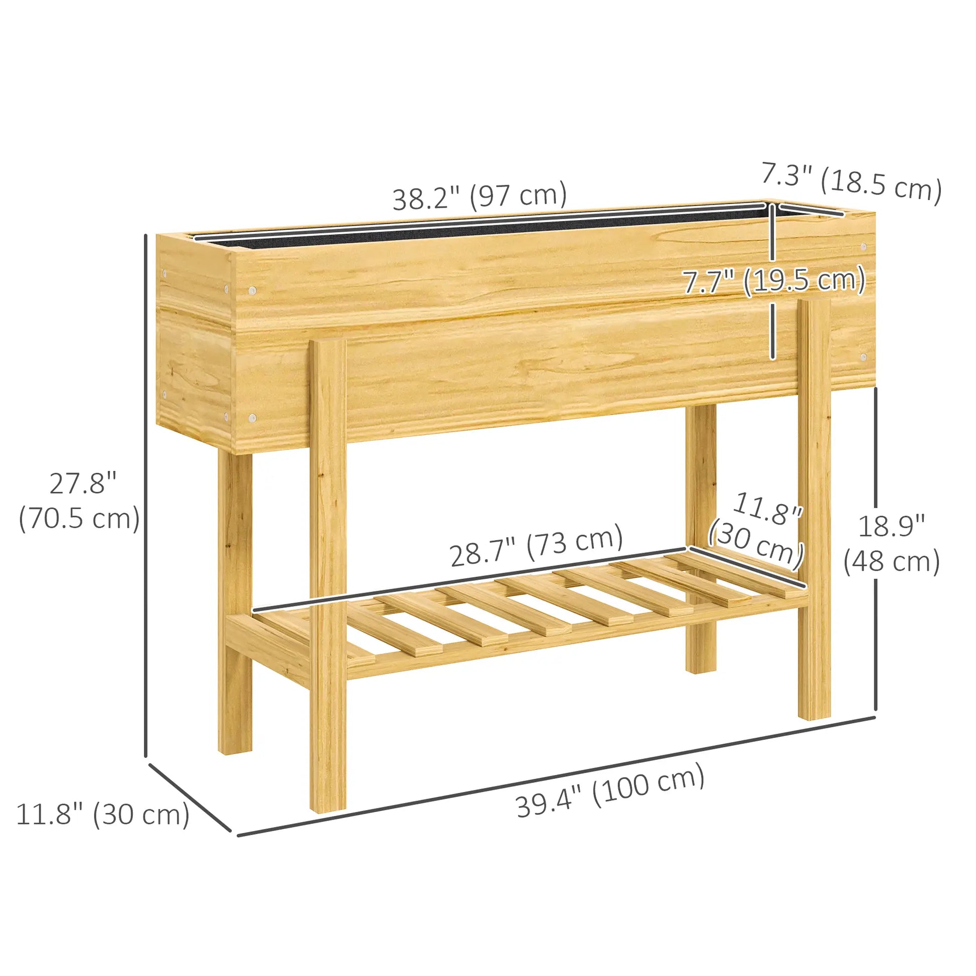 Raised Garden Bed With Legs, Elevated Planter With Storage Shelf, Natural Wood Raised Garden Beds at Gallery Canada