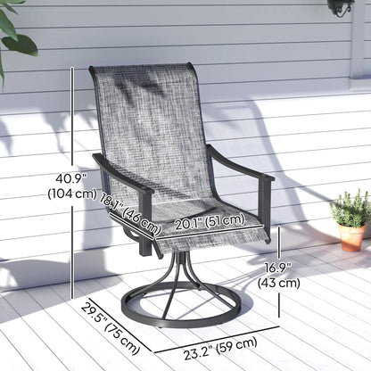 2 Rocking Swivel Patio Chairs, Mesh Outdoor Dining, High Back, Mixed Grey, Grey Bistro Sets at Gallery Canada