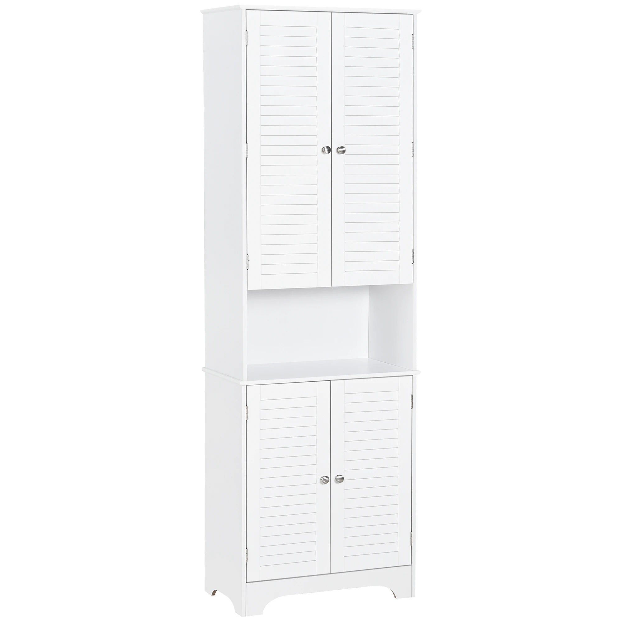 Tall Bathroom Storage Cabinet, 4 Shutter Doors, Adjustable Shelves, White Bathroom Cabinets White at Gallery Canada