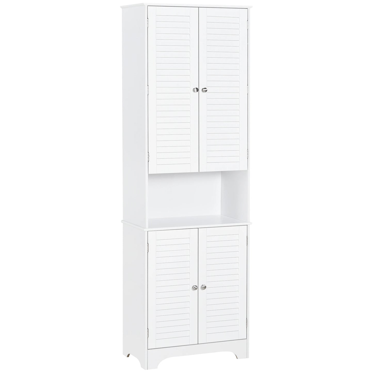 Tall Bathroom Storage Cabinet, 4 Shutter Doors, Adjustable Shelves, White Bathroom Cabinets White at Gallery Canada