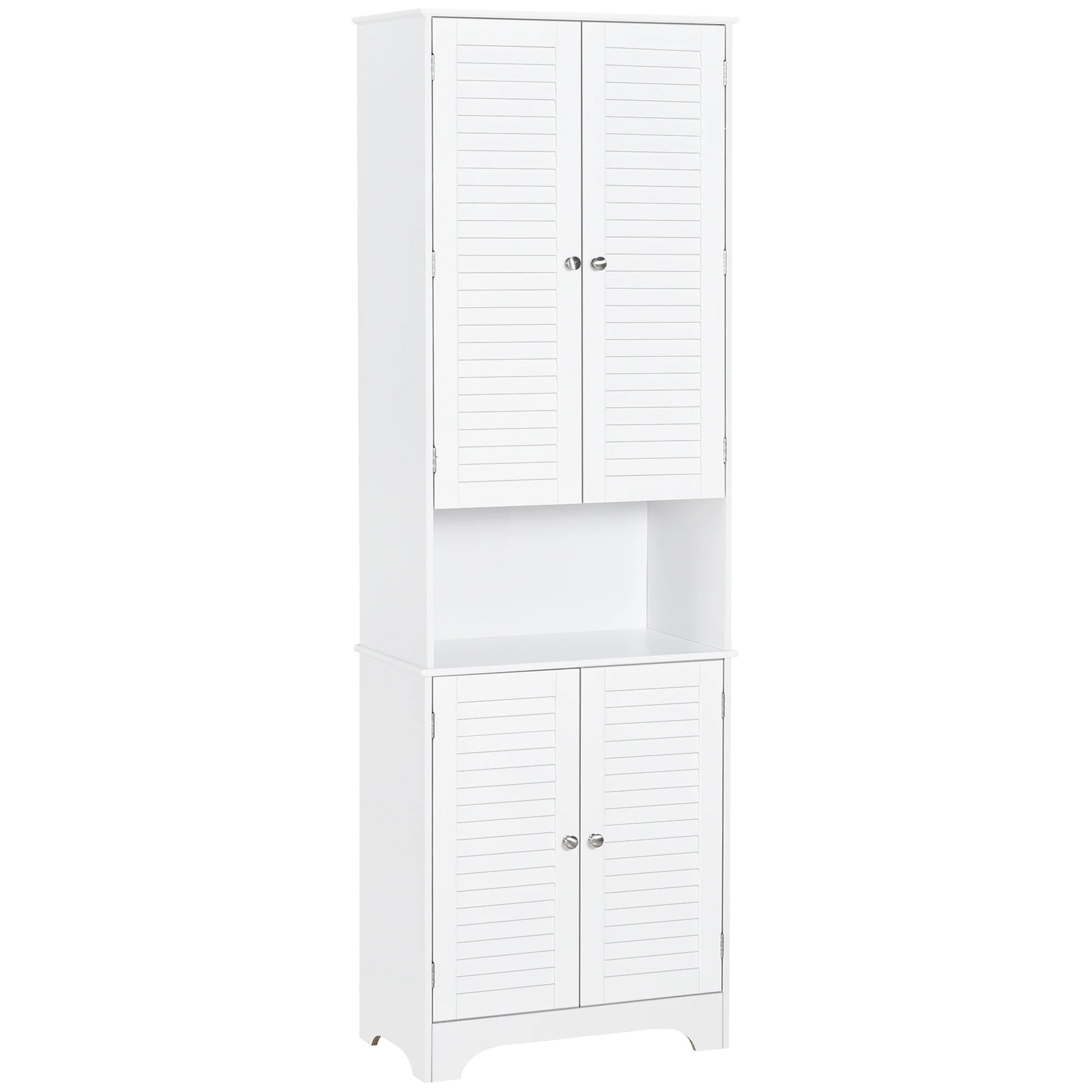 Tall Bathroom Storage Cabinet, 4 Shutter Doors, Adjustable Shelves, White Bathroom Cabinets White at Gallery Canada