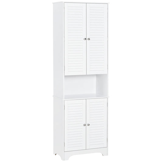 Tall Bathroom Storage Cabinet, 4 Shutter Doors, Adjustable Shelves, White Bathroom Cabinets White at Gallery Canada