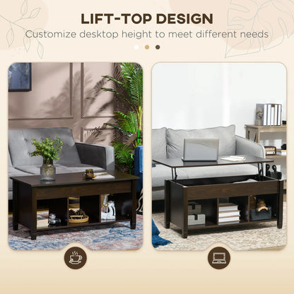 Lift Top Coffee Table, Hidden Storage, 3 Shelves, Espresso Coffee Tables at Gallery Canada