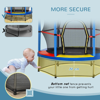 55" Kids Trampoline with Enclosure Net, Indoor/Outdoor, Multi-Coloured Trampolines at Gallery Canada
