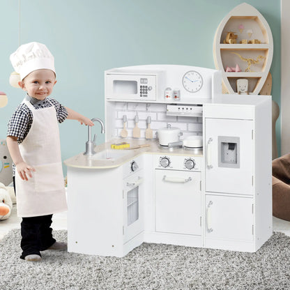 Kids Kitchen Play Set, Drinking Fountain, Microwave, White Play Kitchen at Gallery Canada