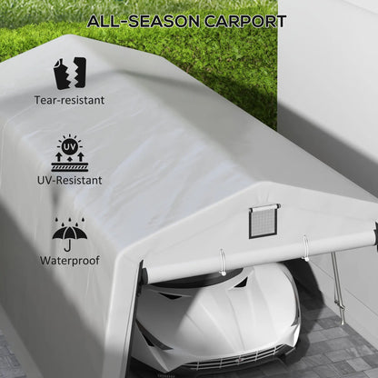 11' x 20' Portable Garage, Heavy Duty Carport, Grey Car Shelters at Gallery Canada