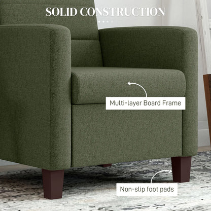 Modern Fabric Accent Chair, Seat Cushion, Non-Slip Pads, Dark Green Accent Chairs at Gallery Canada