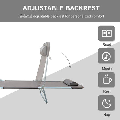 Outdoor Lounge Chair, Adjustable Reclining Seat, Folding Chaise, Brown Lounger Chairs at Gallery Canada