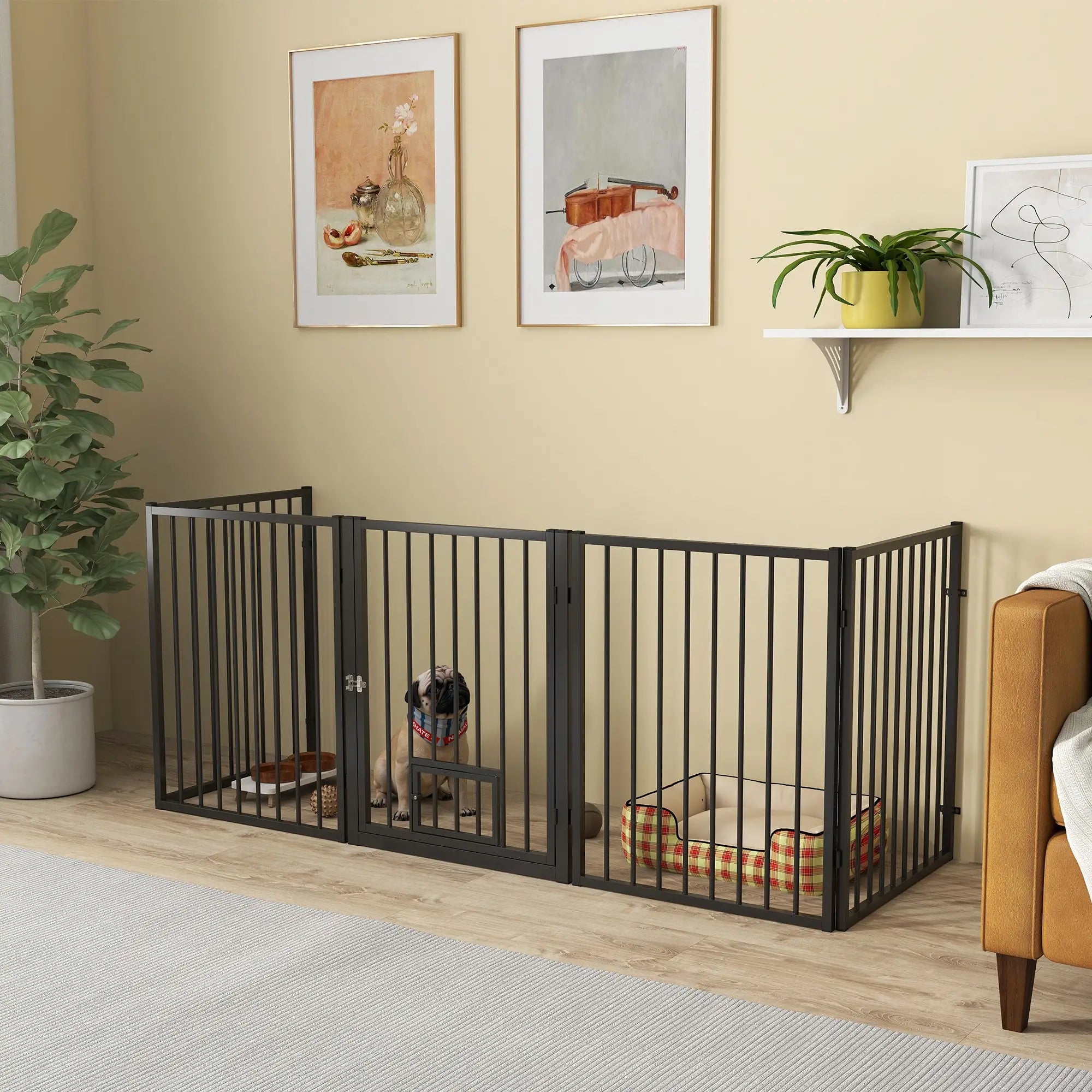 5 Panel Foldable Dog Playpen With Door, 30