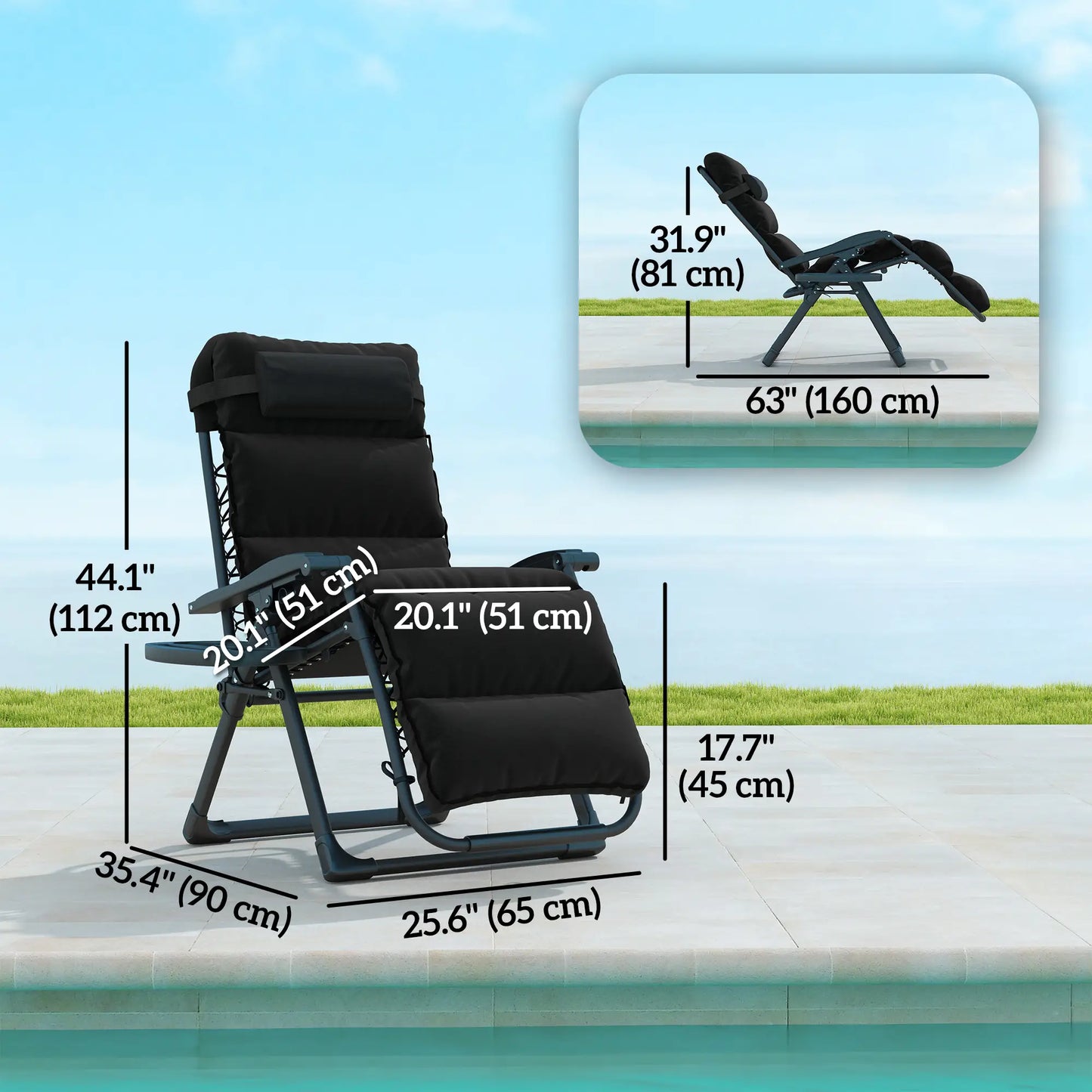 2pcs Zero Gravity Chair, Adjustable Backrest, Folding Sun Lounger, Grey Lounger Chairs at Gallery Canada