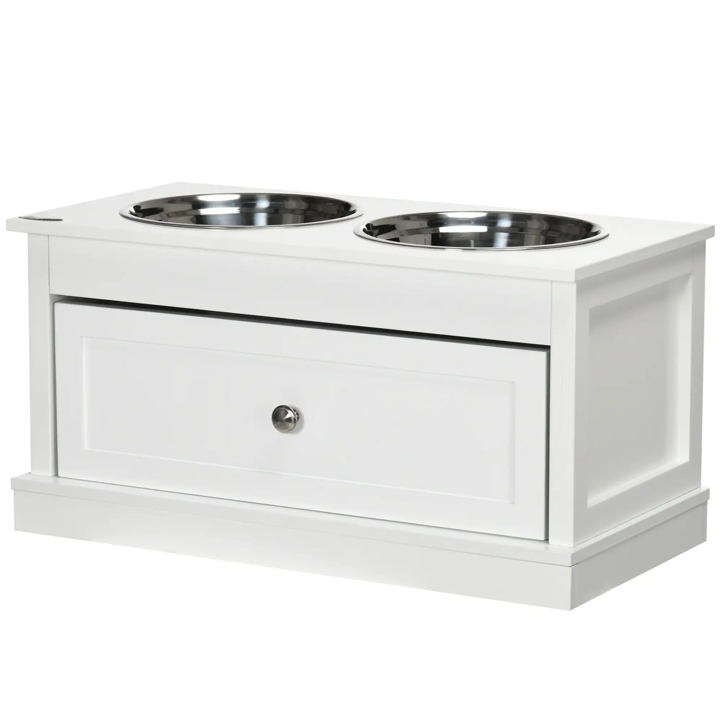 Elevated Dog Bowls, Storage Drawer, Large, White Dog Bowls White at Gallery Canada