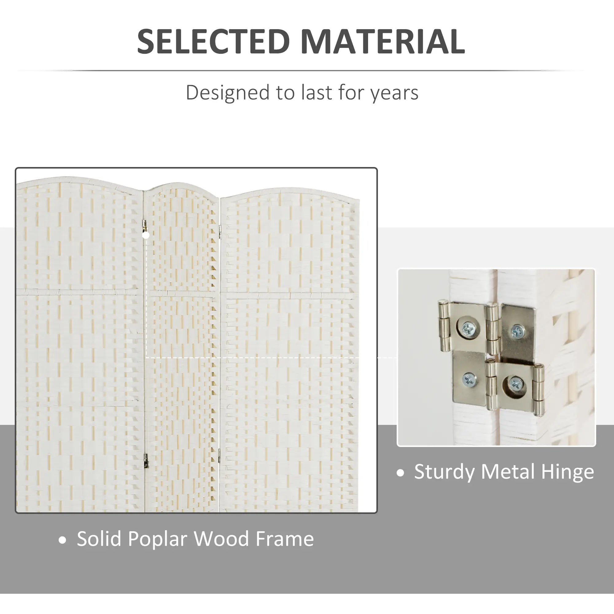 6ft Folding Room Divider, 3 Panel Wooden Partition, White Room Dividers at Gallery Canada