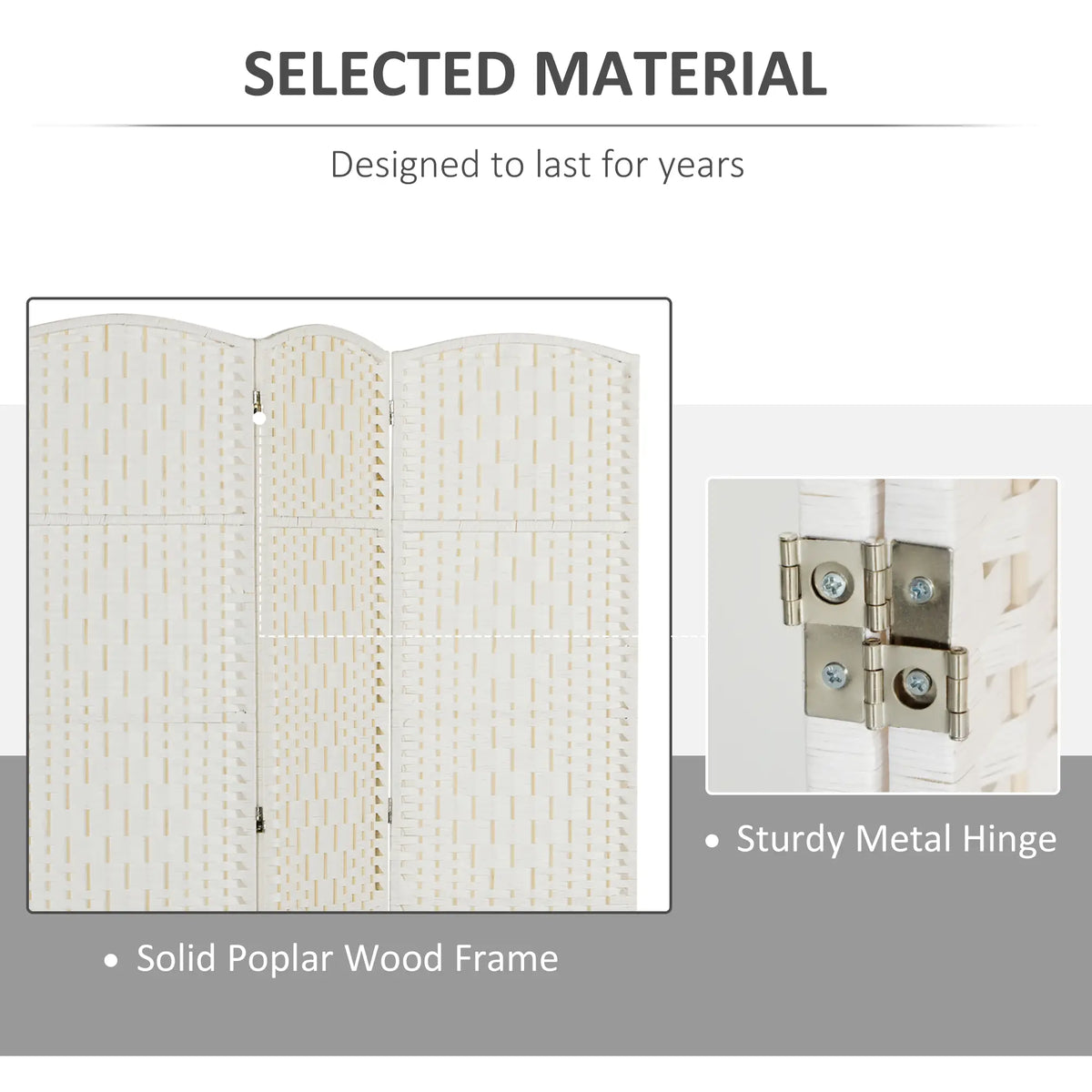 6ft Folding Room Divider, 3 Panel Wooden Partition, White Room Dividers at Gallery Canada