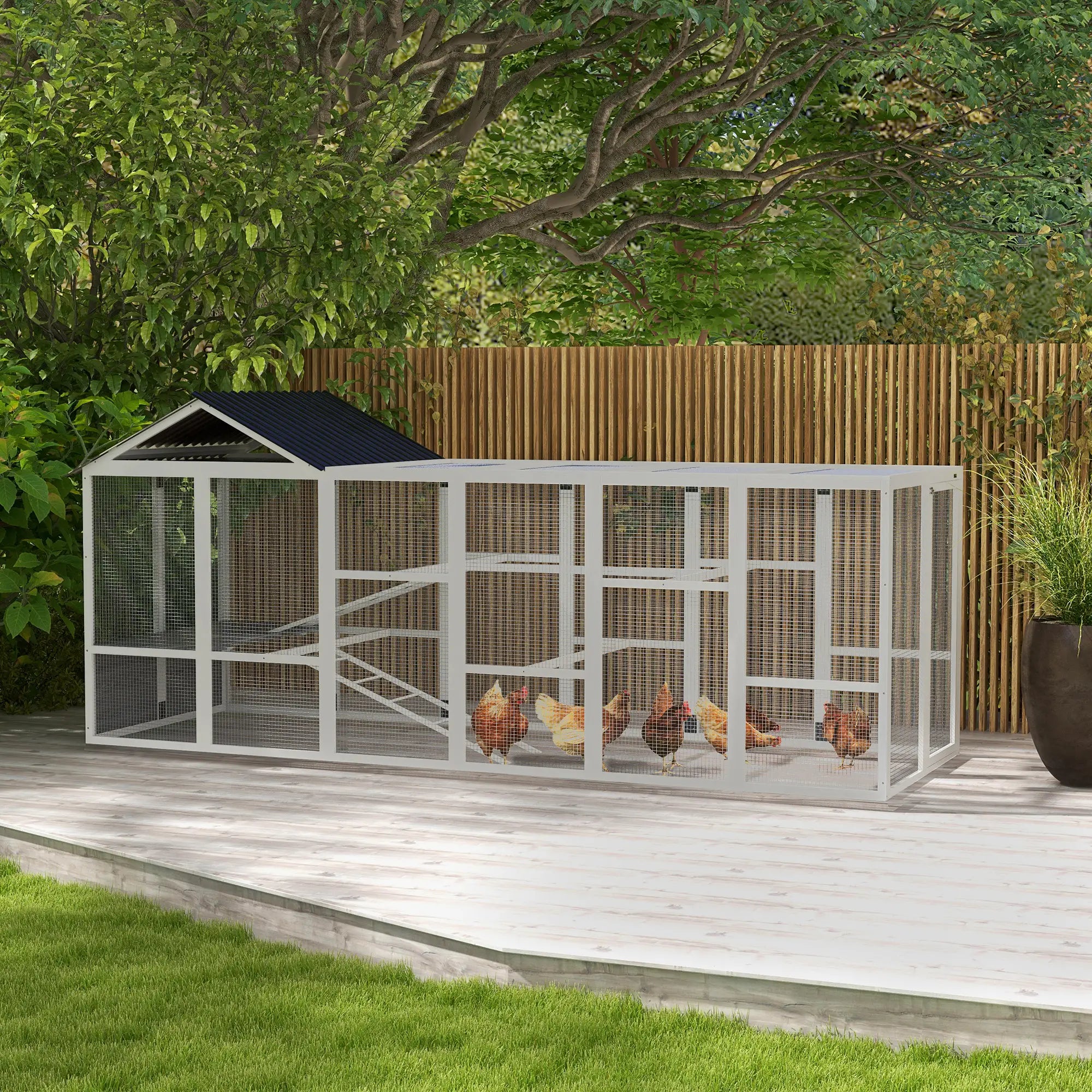 142 Outdoor Wooden Chicken Coop with Run, Ramps, Perches, Grey Chicken Coops at Gallery Canada