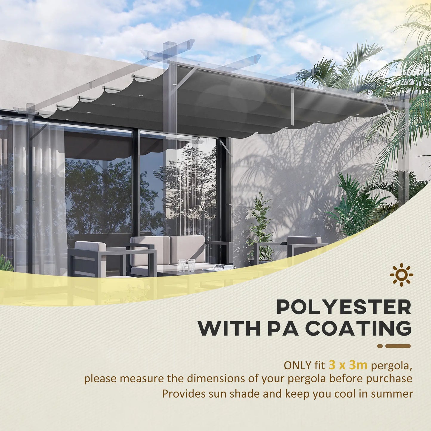 Retractable Pergola Canopy Replacement, 10' x 10', Dark Grey Gazebo Canopy Replacement at Gallery Canada