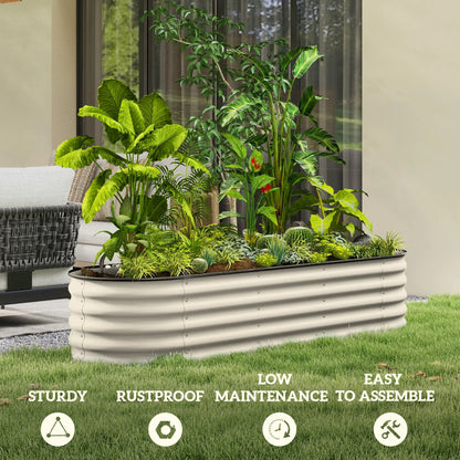 6.5 x 2 x 1.5 FT Galvanized Steel Raised Garden Bed, Cream White Galvanized Planter Boxes at Gallery Canada