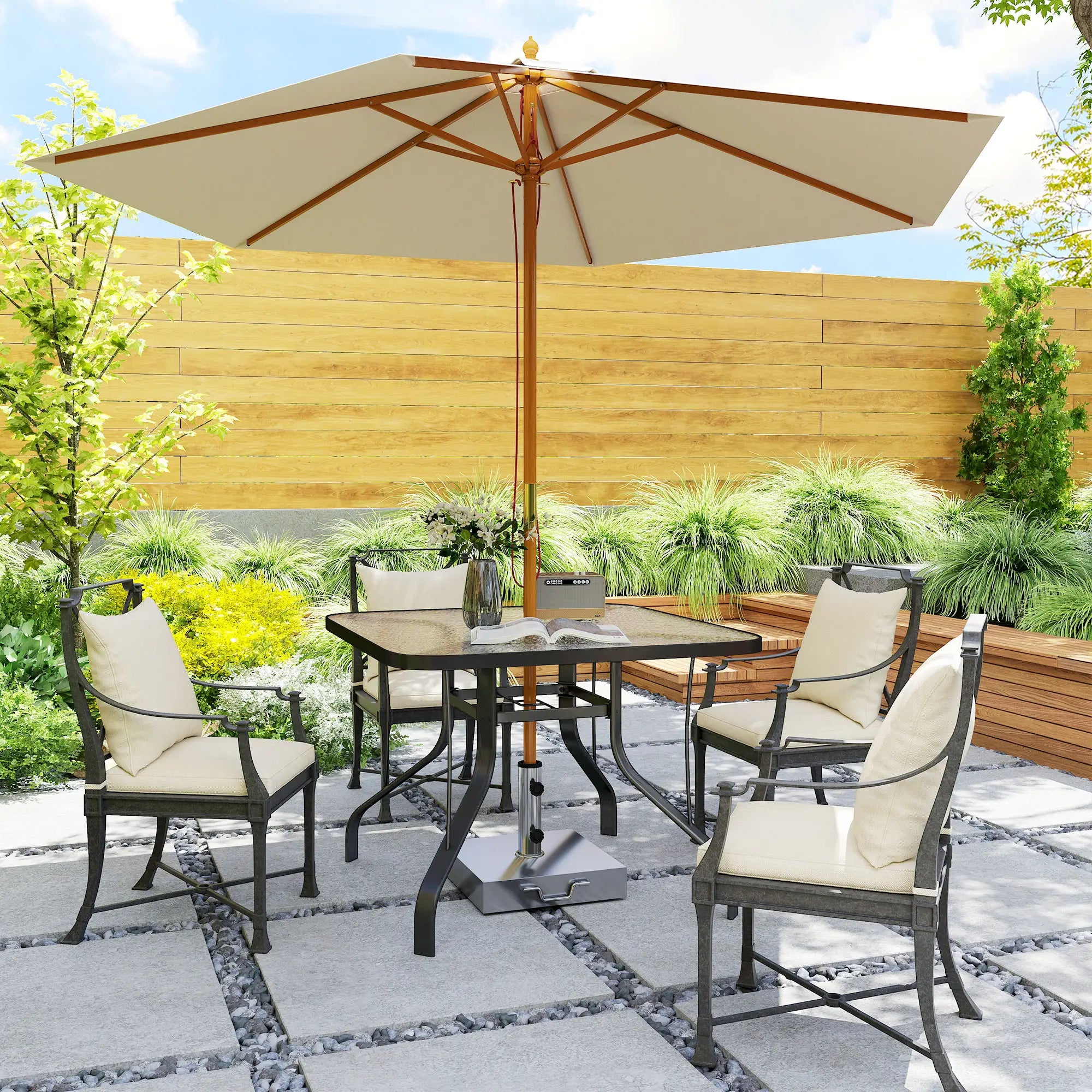 Tempered Glass Square Patio Table, 2.1