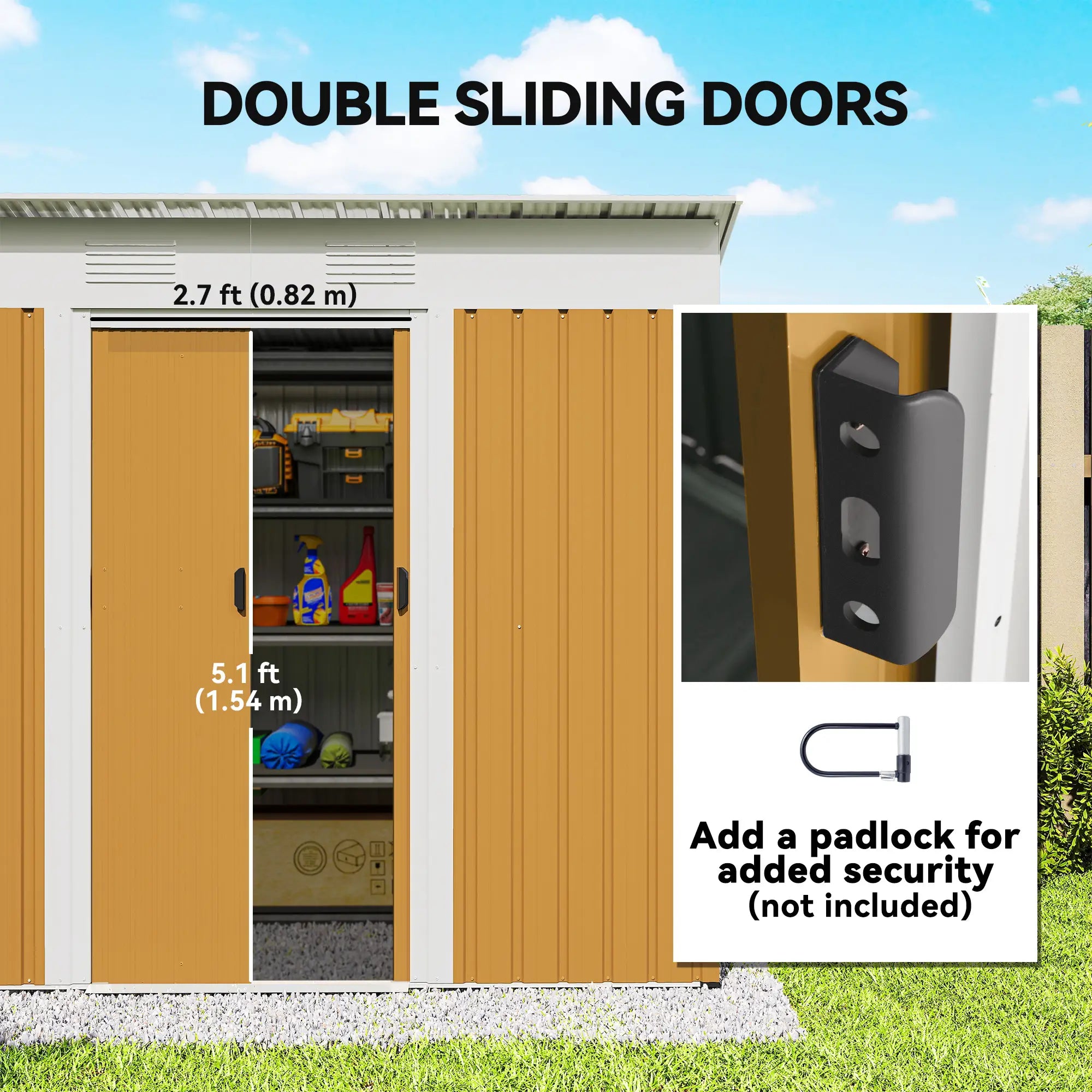 7' x 4' Metal Storage Shed, Outdoor Garden Tool Organizer, Yellow Sheds at Gallery Canada