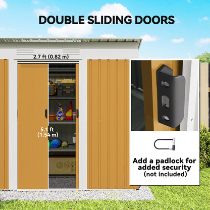7' x 4' Metal Storage Shed, Outdoor Garden Tool Organizer, Yellow Sheds at Gallery Canada