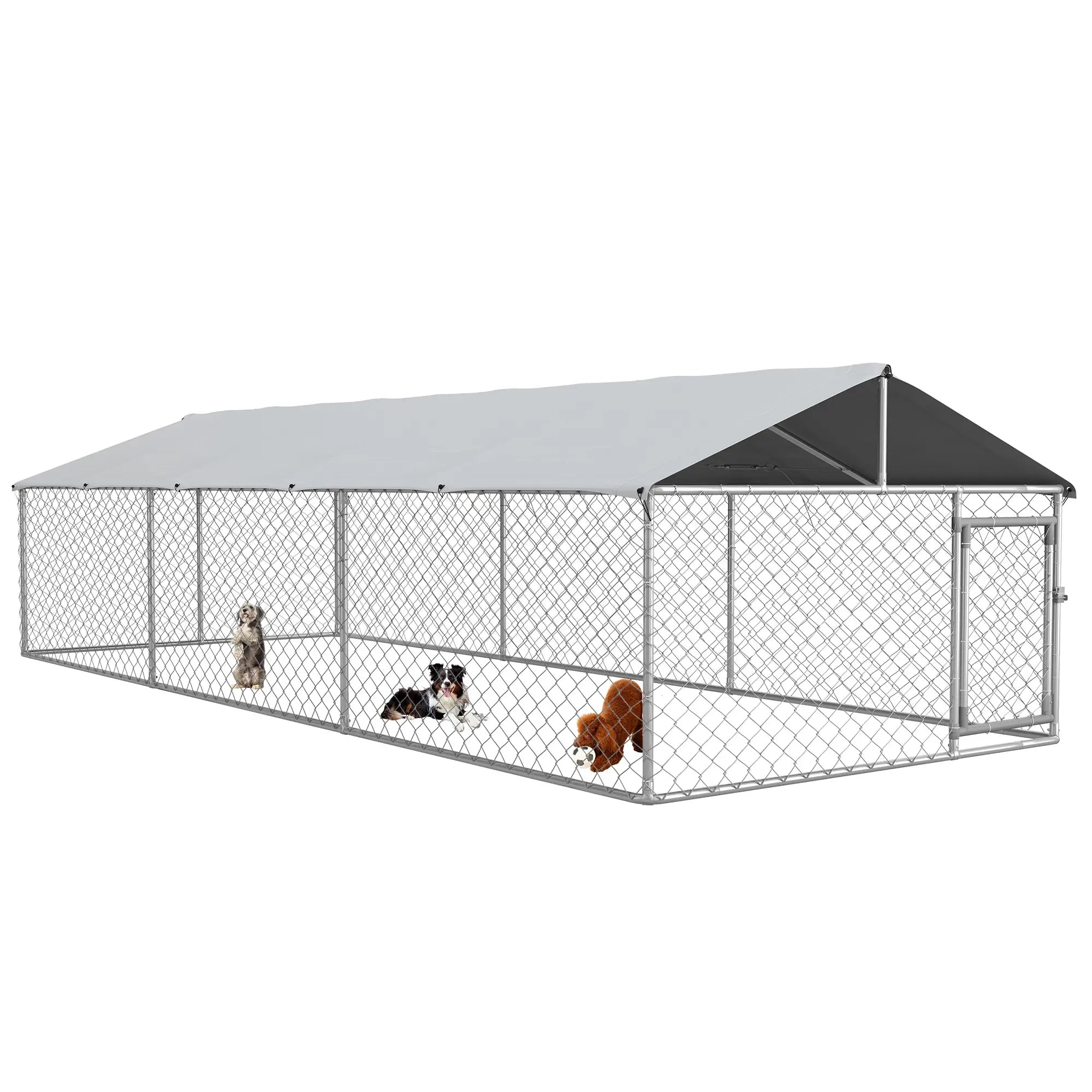 19.7' x 7.5' x 4.9' Outdoor Dog Kennel, Waterproof UV Resistant Cover, Silver Houses, Kennels & Pens at Gallery Canada