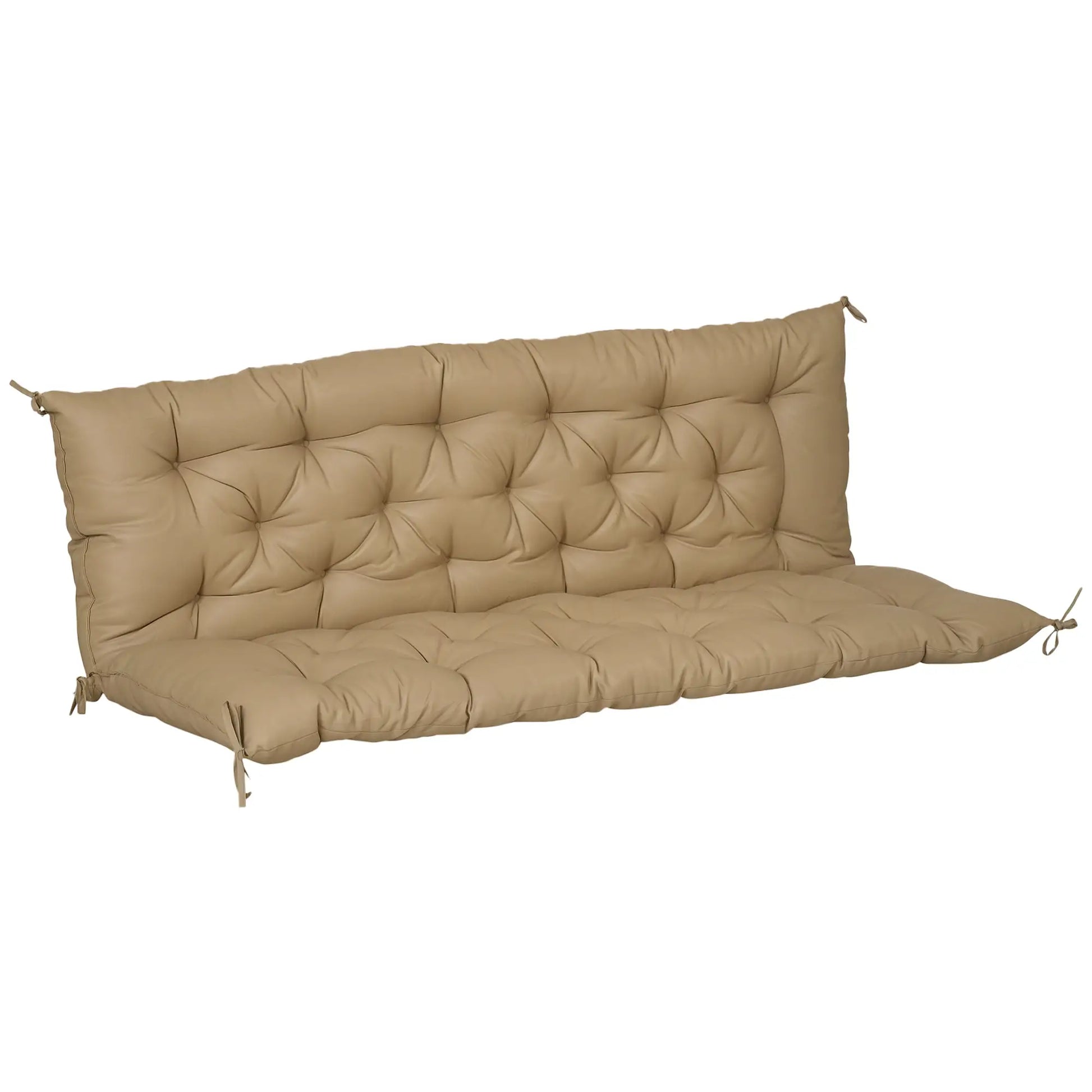 Porch Swing Cushion, Garden Bench Cushion with Backrest, Non-Slip 3-Seater, 59.1" x 38.6", Khaki Patio Chair Cushions Khaki at Gallery Canada