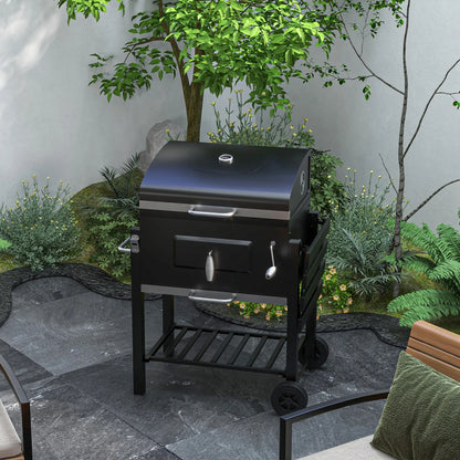 Portable Stainless Steel BBQ Trolley Grill With Wheels, Side Shelf Charcoal BBQ Grils at Gallery Canada