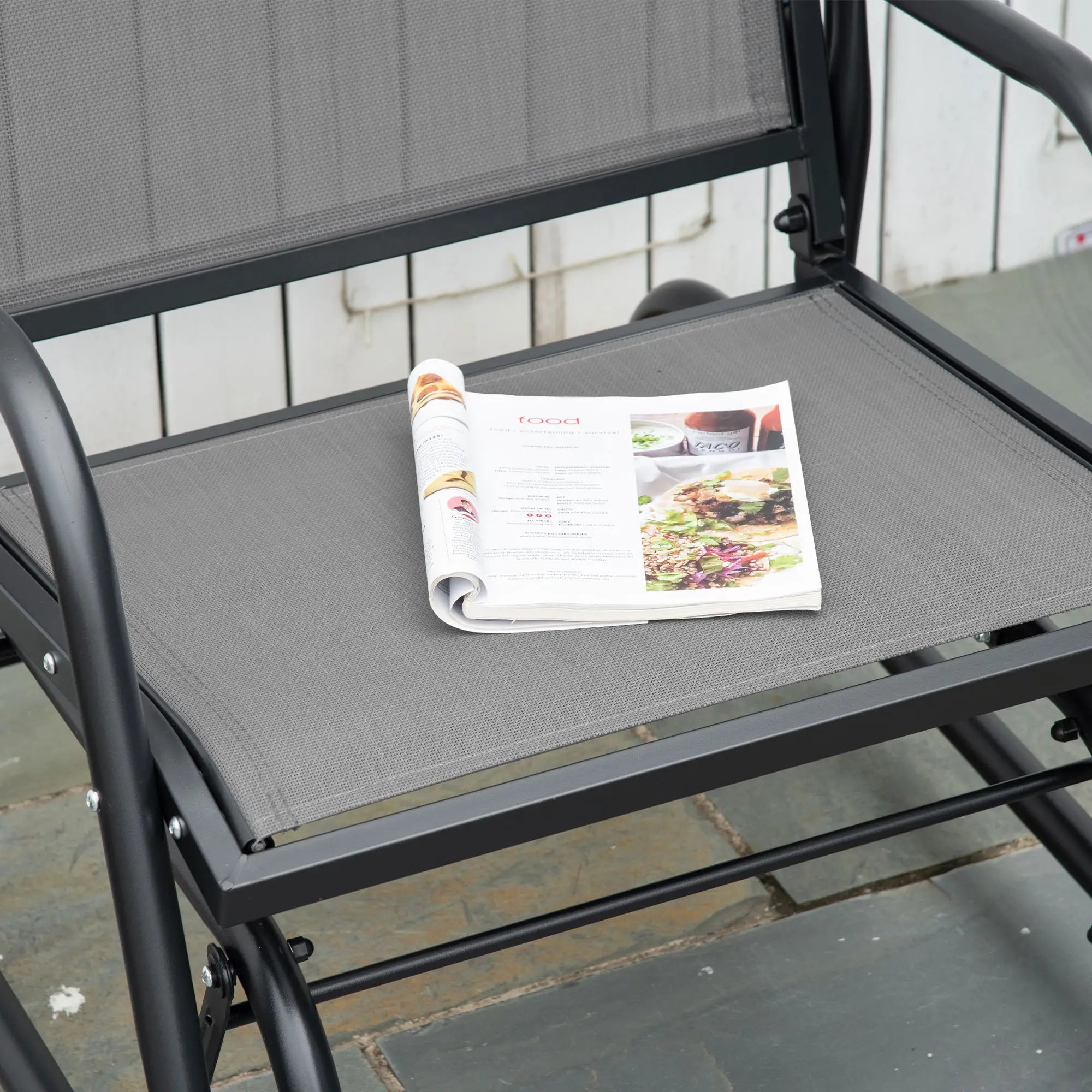 Patio Glider, Breathable Mesh Seat, Metal Frame, Outdoor Swing Chair, Grey Outdoor Gliders at Gallery Canada