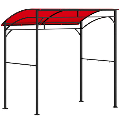 7' x 5' Garden Grill Canopy, BBQ Gazebo Tent, Steel Frame, Wine Red BBQ Grill Gazebos at Gallery Canada