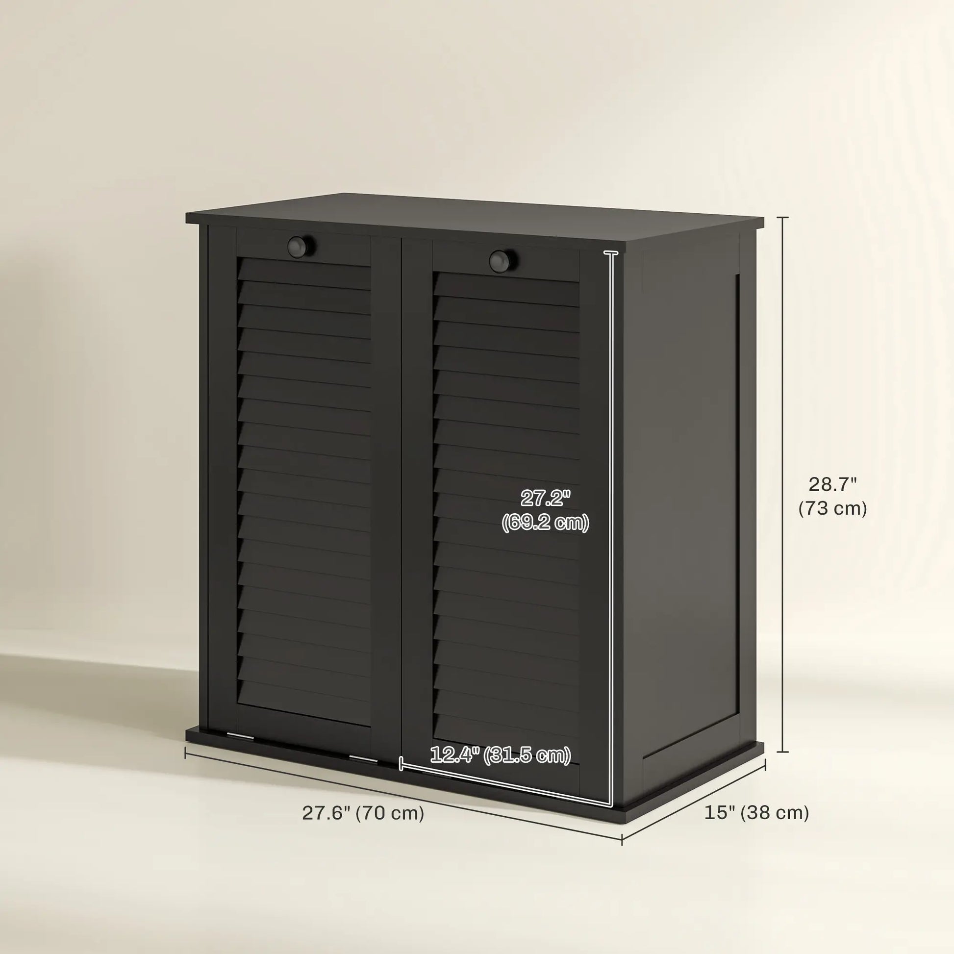Tilt Out Laundry Cabinet, 2 Baskets, 2 Louvered Doors, Black Bathroom Cabinets at Gallery Canada