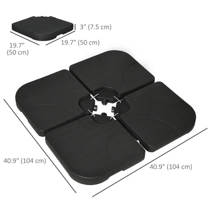 4 Piece Umbrella Base Stand, U Locking, 132 lb Water or 172 lb Sand, Black Umbrella Bases at Gallery Canada