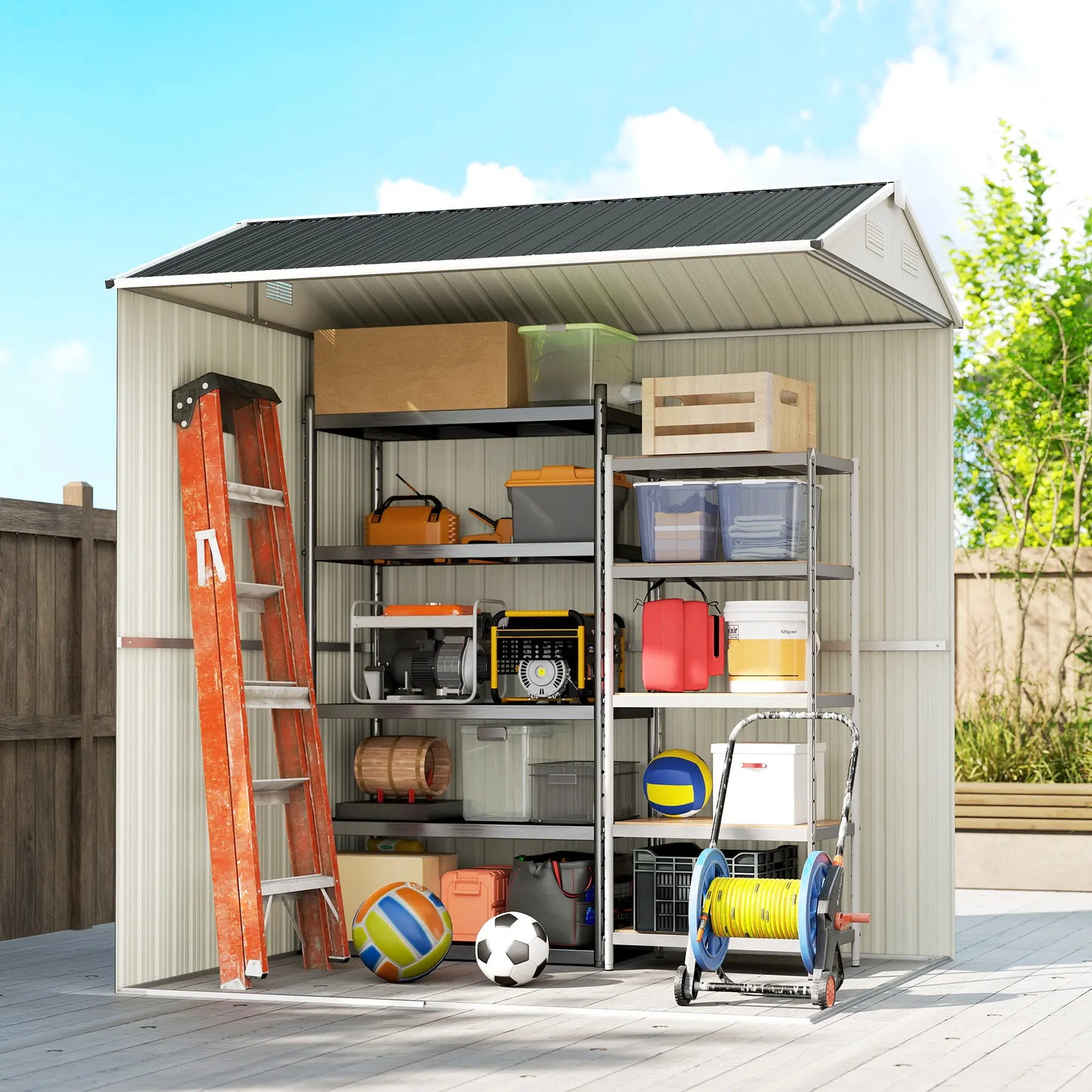 7' x 6' Tall Outdoor Storage Shed, Waterproof Metal Garden Shed, Dark Grey Sheds at Gallery Canada