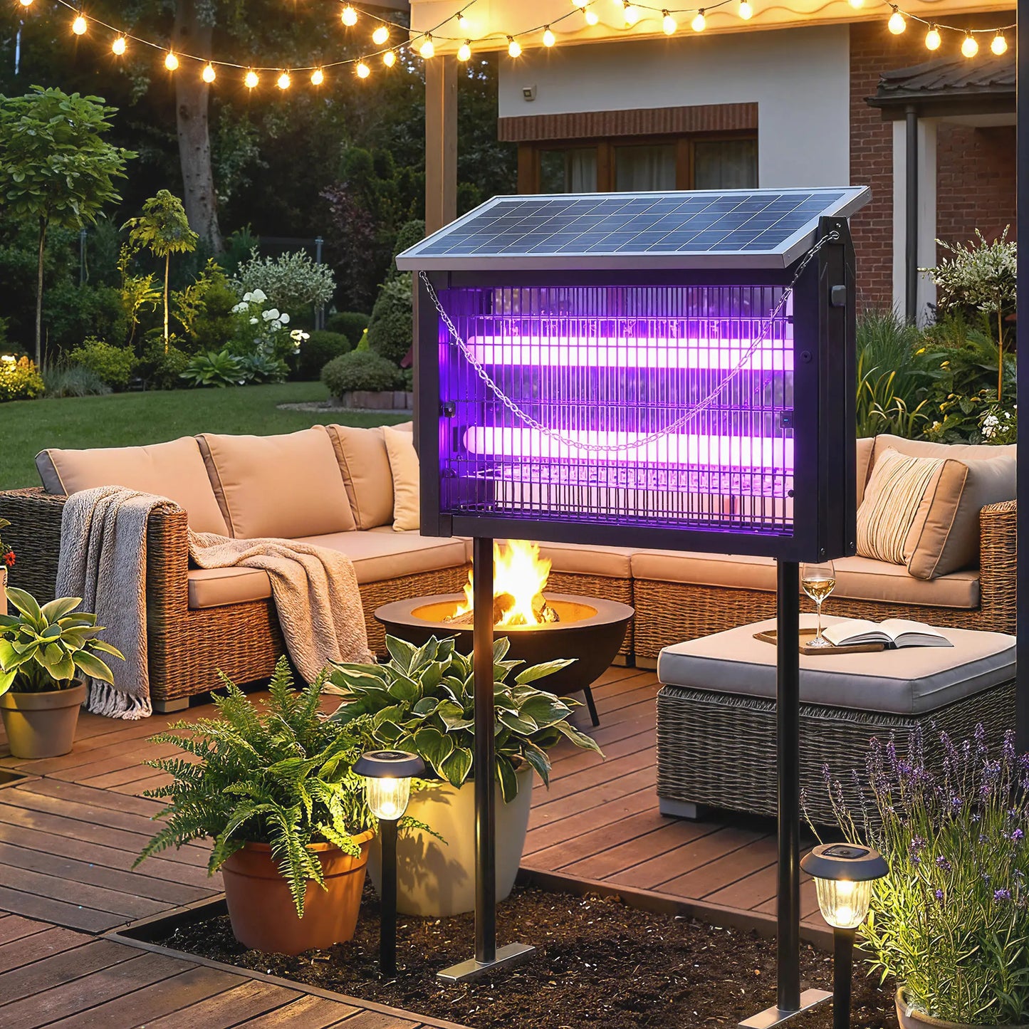 Solar Bug Zapper Outdoor, 3500 V Electric Mosquito Zapper, 14 ft Cord, Black Garden Accessories at Gallery Canada