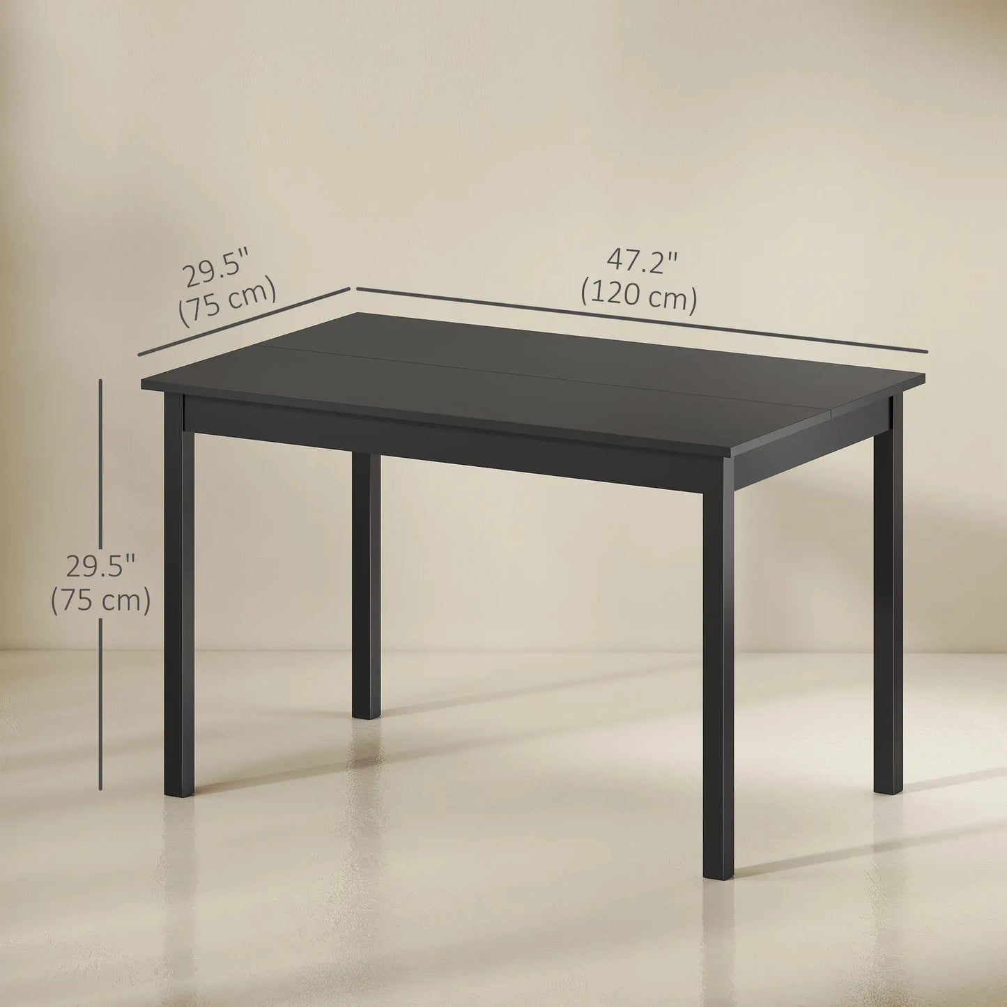 47" x 30" Dining Table, Farmhouse Pine Wood Frame, Black Dining Tables at Gallery Canada